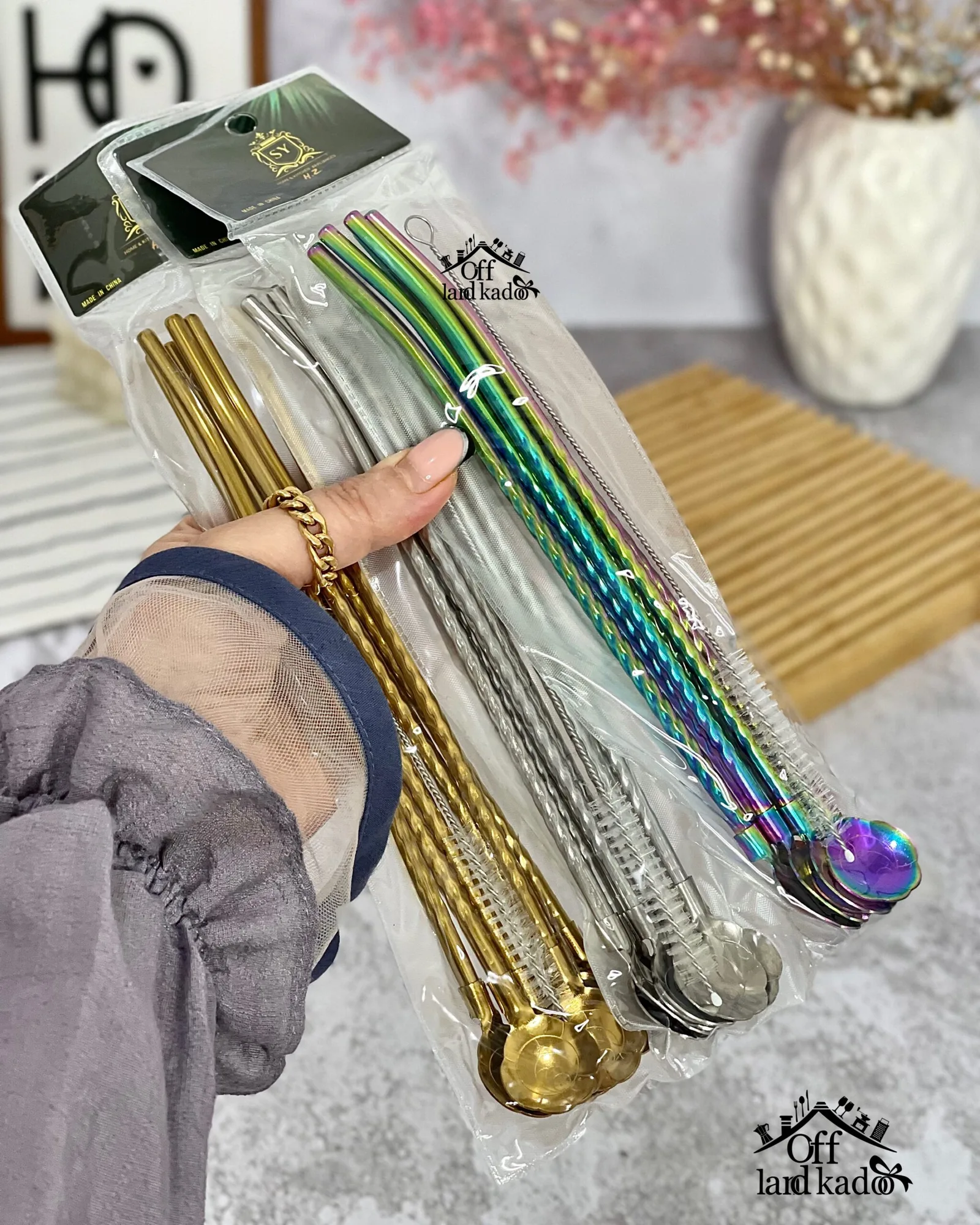قاشق شربت خوری مدل نی دار بسته 6 عددی